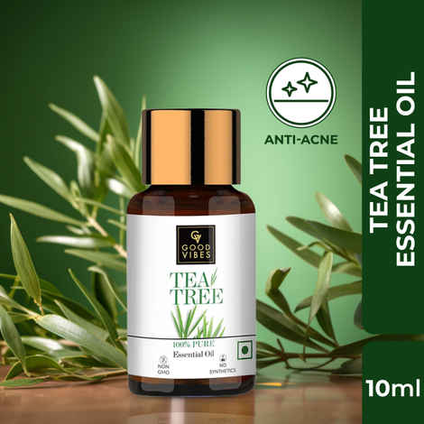 Buy Good Vibes 100% Pure Tea Tree Essential Oil | Anti-Acne, Helps Clears Pimples | No Synthetics, 100% Natural, 100% Vegetarian (10 ml) - Purplle