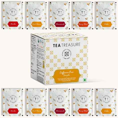 Buy Tea Treasure Caffeine free sampler-10 Tea Bags: Pure Chamomile, Rooibos Tea, Sweet dream Tea, Calm tea, Berry Blast Tea (Each 2 Tea bags) - Purplle