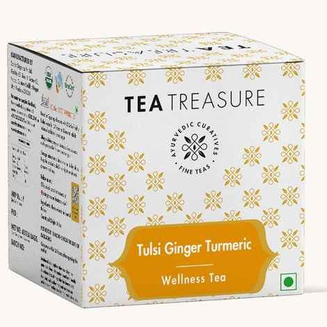 Buy Tea Treasure Tulsi Ginger Turmeric Tea - 10 Tea Bag - Purplle