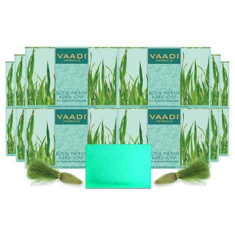 Buy Vaadi Herbals Pack of 12 ROYAL INDIAN KHUS SOAP WITH Olive & Soyabean oil (12 x 75 g) - Purplle