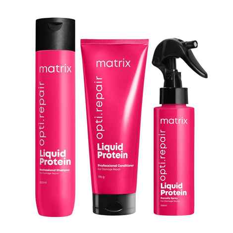 Buy Matrix InstaCure Shampoo(350 ml), Conditioner(200 ml) & Porosity Spray (100 ml) with Liquid Protein for Damaged Hair| Ditch Damage from the 1st Use*| Reduced Split Ends, Breakage, Knotting | For All Hair Types - Purplle