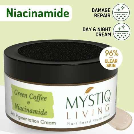 Mystiq Living Anti Pigmentation Cream, Anti Blemishes Cream, Niacinamide And Kojic Acid Night Cream Green Coffee Day & Night Cream (50 gm) Dark Spots Removal Night Cream For Women & Men