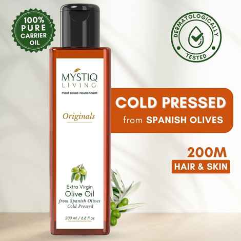 Mystiq Living Extra Virgin Olive Oil for Hair (200 ml ) Olive Oil for Face, Hair & Skin, Cold Pressed,100% pure and Natural | Baby Massage & Body Massage