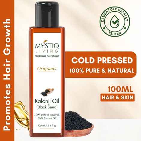 Buy Mystiq Living Kalonji Oil (100 ml)  Black Seed Oil - Nigella Satival Hair Growth & Skin | kalonji Hair Oil | Cold Pressed Pure and Natural - Purplle