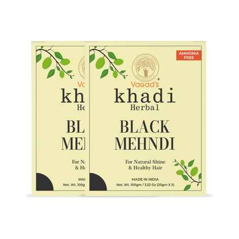 Buy Vagad's Khadi Herbal Gramodaya Black Mehndi 100 gm | Natural | Ammonia Free Henna (Pack of 2) - Purplle