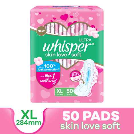 Whisper Ultra Soft Sanitary Pads - 50 Pieces (XL)
