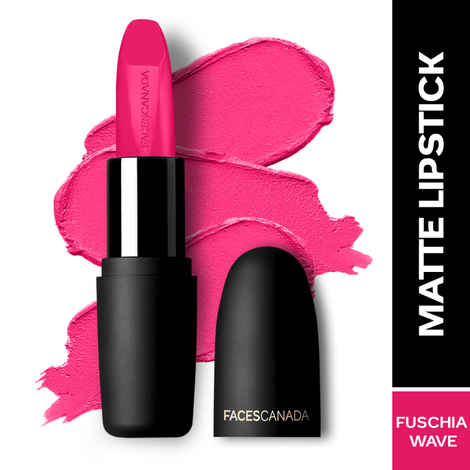 FACES CANADA Weightless Matte Lipstick - Fuschia Wave 02, 4.5 gm | High Pigment | Smooth One Stroke Glide | Moisturizes & Hydrates Lips | Vitamin E, Jojoba & Almond Oil