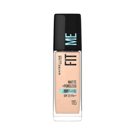 Maybelline New York Fit Me Matte+Poreless Liquid Foundation (With Pump & SPF 22), 115 Ivory, 30 ml