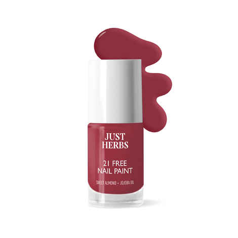 JJust Herbs Nail Polish 21 Chemical Free Formula Quick Dry,Glossy, Betroot Bloom - 6 ml