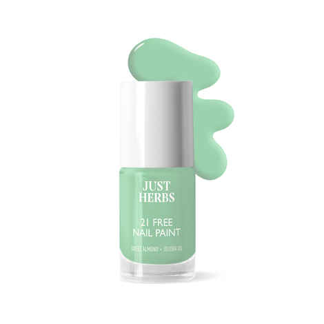 Just Herbs Nail Polish 21 Chemical Free Formula, Quick Dry, Glossy, Mint Green - 6 ml