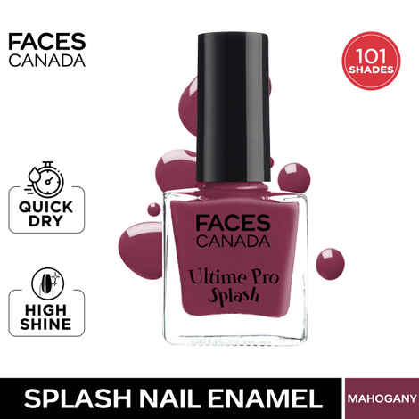 FACES CANADA Ultime Pro Splash Nail Enamel - Mahogany 107 (8 ml) | Quick Drying | Glossy Finish | Long Lasting | No Chip Formula | High Shine Nail Polish For Women | No Harmful Chemicals