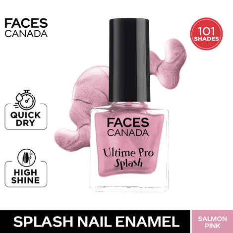 FACES CANADA Ultime Pro Splash Nail Enamel - Salmon Pink 126 (8 ml) | Quick Drying | Glossy Finish | Long Lasting | No Chip Formula | High Shine Nail Polish For Women | No Harmful Chemicals