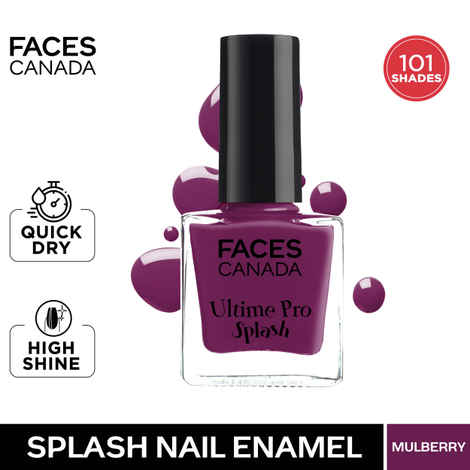 FACES CANADA Ultime Pro Splash Nail Enamel - Mulberry 134 (8 ml) | Quick Drying | Glossy Finish | Long Lasting | No Chip Formula | High Shine Nail Polish For Women | No Harmful Chemicals