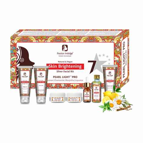 Buy Passion Indulge Pearl Light 7 Star Pro Silver Facial Kit For Skin Brightening | Spot Reduction With Lemon, Chamomile, Manjistha, Liquorice| All Skin Types | Natural|professional Kit| 7 steps - 7 Pcs - Purplle