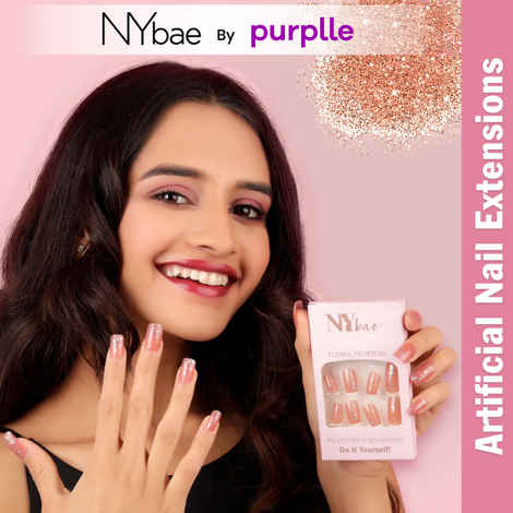 Buy NY Bae Nail It Nail Extensions With Adhesive - Floral Fever 05 | 24 Nails Set | Easy Application | Long lasting | Comfortable Wear - Purplle
