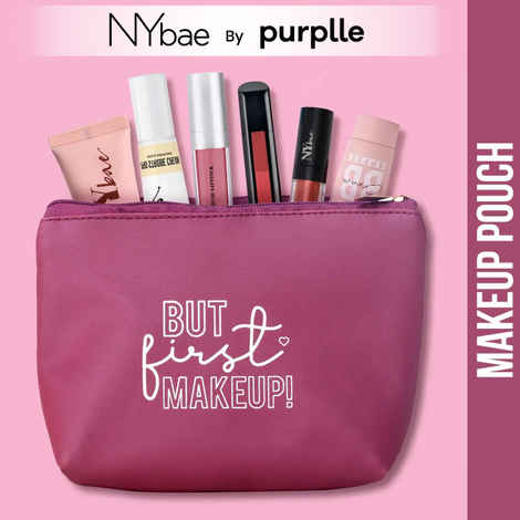 NY Bae Makeup Pouch | Travel Friendly | Multi Purpose Bag | Spacious - Light Pink