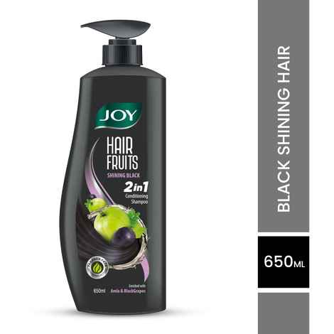 Buy Joy Hair Fruits Shining Black Conditioning Shampoo Enriched with Amla & Black Grapes 650 ml - Purplle