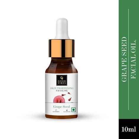 Buy Good Vibes Grape Seed Skin Tightening Facial Oil | Anti-Ageing, Brightening, Tightening | No Parabens, No Sulphates, No Animal Testing (10 ml) - Purplle
