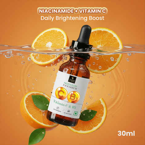 Good Vibes Vitamin C & B3 (Niacinamide) Skin Glow Face Serum | Brightening Anti-Ageing | With Orange | No Parabens No Sulphates No Animal Testing (30 ml)