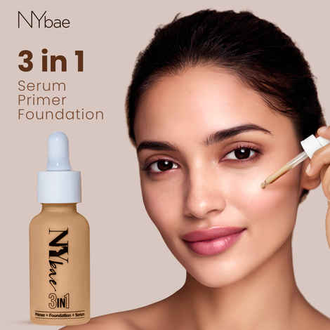 NY Bae 3 IN 1 Serum Foundation - Warm Milk 09 (30 ml) | Infused with Primer | Moisturising I Glowing Korean Skin I Celeb Glow | Dewy Makeup | Evens Skin Tone | Ultra Glow