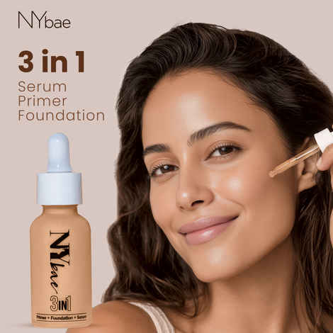 Buy NY Bae 3IN1 Serum Foundation - Warm Pearl 12 (30 ml) | Infused with Primer | Moisturising I Glowing Korean Skin I Celeb Glow | Dewy Makeup | Evens Skin Tone | Ultra Glow - Purplle