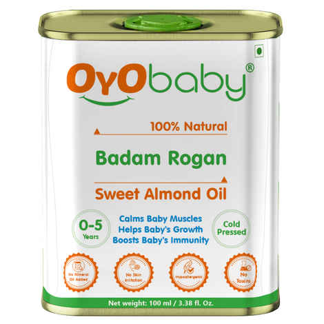 Buy Oyo Baby Badam Rogan Sweet Almond Oil | Rich in Vitamin -E for Healthy Skin , Hair and Body | Edible - for Strong Bones and Healthy Body - 100 ml - Purplle
