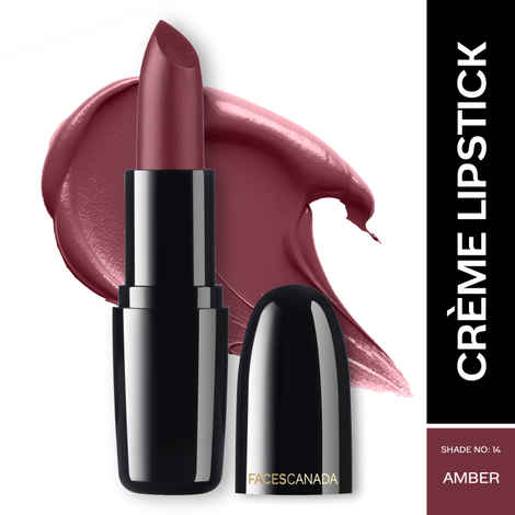FACES CANADA Weightless Creme Finish Lipstick - Amber, 4 gm | Creamy Finish | Smooth Texture | Long Lasting Rich Color | Hydrated Lips | Vitamin E, Jojoba Oil, Shea Butter, Almond Oil