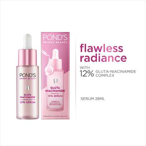 Ponds Bright Beauty Gluta Niacinamide Complex Serum | Anti-Pigmentation Serum with 12% Gluta-Niacinamide Complex for Flawless Radiance| 28 ml