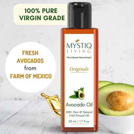 Buy Mystiq Living - Avocado Oil | Avocado Oil For Hair | Avocado Oil For Face | Avocado Hair Oil | Cold Pressed | 100% Pure & Natural - 50 ml - Purplle
