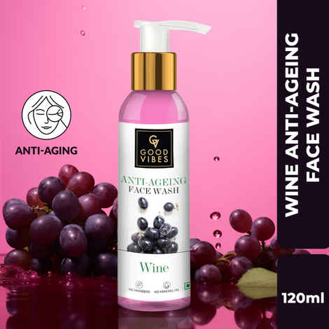 Buy Good Vibes Wine Anti-Ageing Face Wash | Antioxidant, Elasticity | No Parabens, No Mineral Oil, No Animal Testing (120 ml) - Purplle