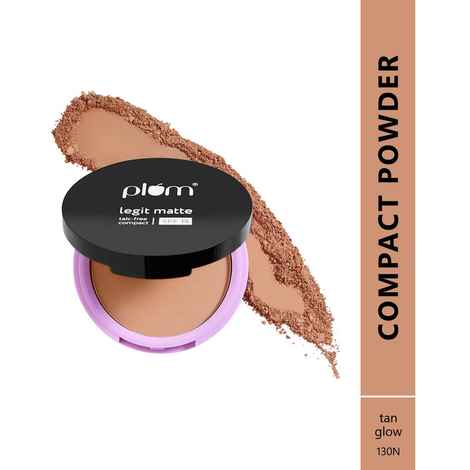 Buy Plum Legit Matte Talc-Free Compact With SPF15 | Lightweight | Even Coverage | 100% Vegan & Cruelty Free | Tan Glow- 130N (Medium Deep, Neural Undertone) - Purplle