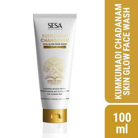 SESA 8% Kumkumadi Chandanam Skin Glow Face Wash I All Skin Types I Dermatologically Tested I Glowing Skin,brightening & Lightening ,Reduces Dark Spots ,Cleanses without Drying I For Men & Women I100 ml