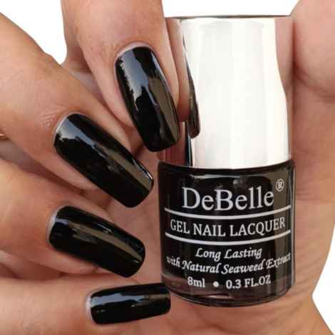 Buy DeBelle Gel Nail Lacquer Glossy Luxe Noir - Black (8 ml) - Purplle