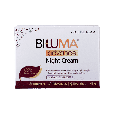 Buy Biluma Advance Skin brightening Night cream with Vitamin C and Hyaluronic acid for even skin tone dark spots and wrinkles - 45 gm - Purplle