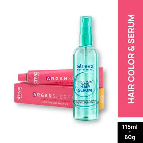 Buy Streax Professional Vitariche Gloss Hair Serum + Argan Secret Hair Colourant Cream - Golden Blonde 7.3 (115 ml + 60 g ) - Purplle