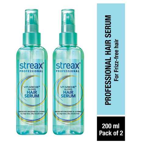 Streax Professional Vitariche Gloss Hair Serum For Women| With Vitamin E & Macadamia Oil | For All Hair Types| 200 ml, Pack of 3