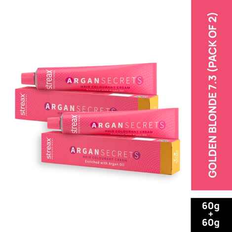 Buy Streax Professional Argan Secret Hair Colourant Cream - Golden Blonde 7.3 (60 gm) (Pack of 2) - Purplle