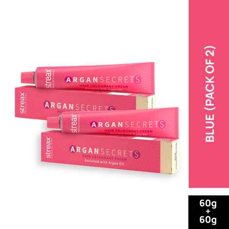 Streax Professional Argan Secret Hair Colourant Cream Colour cutter - Blue (60 gm) (Pack of 2)