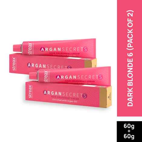 Buy Streax Professional Argan Secret Hair Colourant Cream- Dark Blonde 6 (60 gm) (Pack of 2) - Purplle