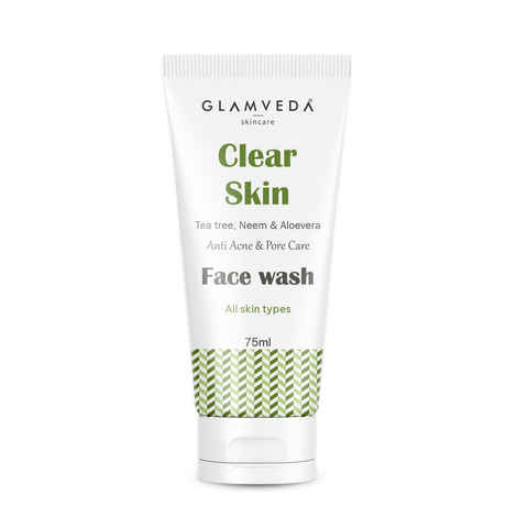 Buy Glamveda Clear Skin Tea Tree, Neem & Aloe Vera Anti Acne Face Wash (75 ml) - Purplle