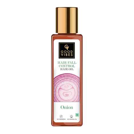 Good Vibes Onion Hairfall Control Oil | Strengthening | Hair Growth | No Parabens, No Sulphates, No Mineral Oil, No Animal Testing (100 ml)