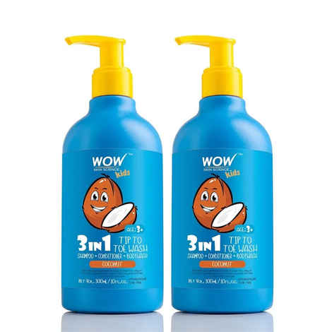 Buy WOW Skin Science Kids 3 In 1 Tip To Toe Wash (Shampoo + Conditioner + Bodywash) - Coconut (300 ml) (Pack of 2) - Purplle
