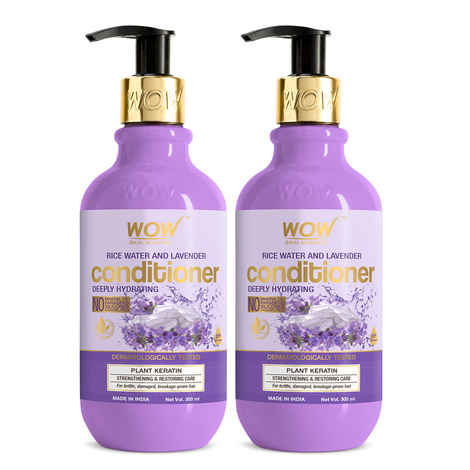 Buy WOW Skin Science Rice Water Conditioner For Damaged, Dry and Frizzy Hair with Rice Water, Rice Keratin & Lavender Oil - 300mL (Pack of 2) - Purplle
