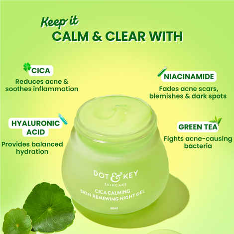 Dot & Key AM PM Routine with CICA|Oil Free Moisturizer,Night Gel Pack of 2