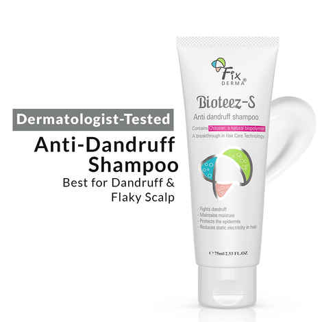 Buy Fixderma Bioteez-S, Anti Dandruff Shampoo, Flaky Scalp Condition, Nourish Dry Hair, Relieves Itchy & Dry Scalp, Recurrent Dandruff, Sulphate & Paraben Free Formulation - 75 ml - Purplle
