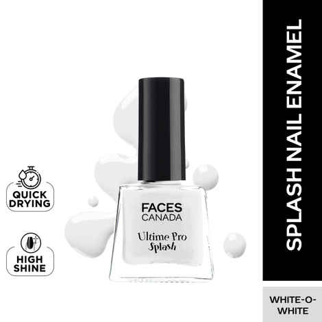 FACES CANADA Ultime Pro Splash Mini Nail Enamel - White O White 14 (5ml) | Quick Drying | Glossy Finish | Long Lasting | No Chip Formula | High Shine Nail Polish For Women | No Harmful Chemicals