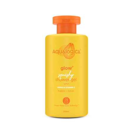 Aqualogica Glow+ Squishy Shower Gel with Papaya & Vitamin C for Glowing Skin - 250 ml