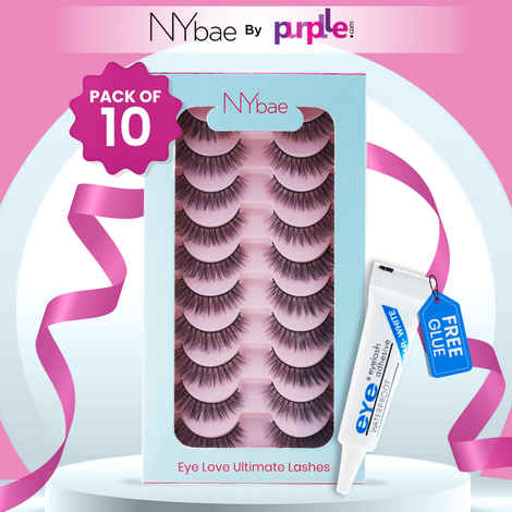 NY Bae Eye Love Ultimate Lashes | Set of 10 | Eye Lashes| False Eyelashes| Eye Makeup Kit Combo| Value Pack | Mascara | Fake Eyelashes for women | Eye kit