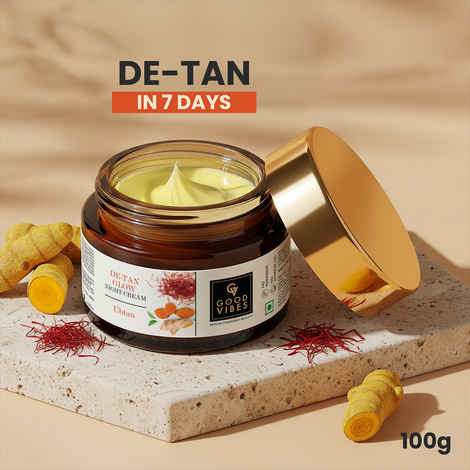 Good Vibes De-Tan Glow Night Cream Ubtan with Power of Serum | Tan free, Brightening, Pigmentation, Skin renewing, Sleep treatment (100 gm)