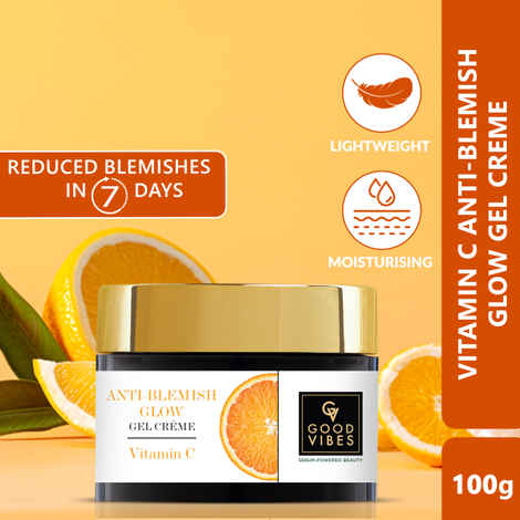 Good Vibes Anti Blemish Glow gel Creme Vitamin C | Spotless glow, Brightening, Depigmentation, Oil free (100 gm)
